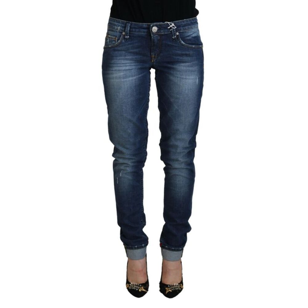 Acht Blue Washed Cotton Slim Fit Women Denim Women's Jeans
